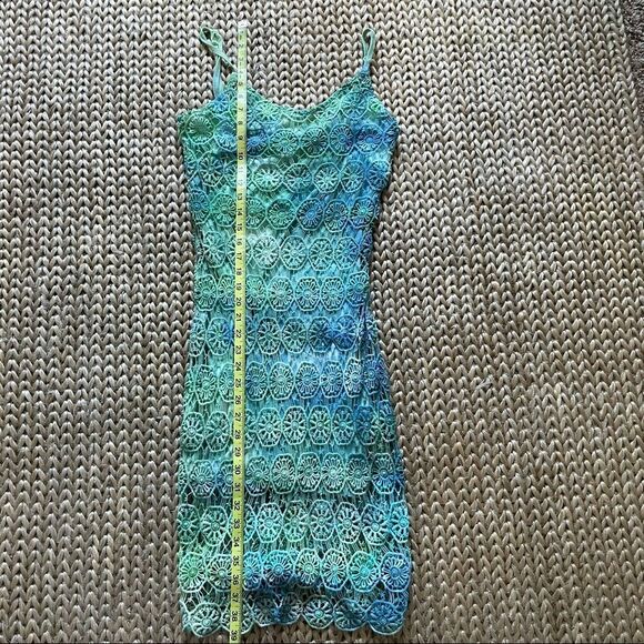 Jack. Tie Dyed Crochet Mini Dress Blue Green White Size 4 - Picture 8 of 14